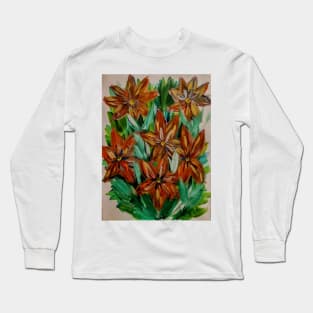 Abstract flowers in metallic paint and painted Long Sleeve T-Shirt